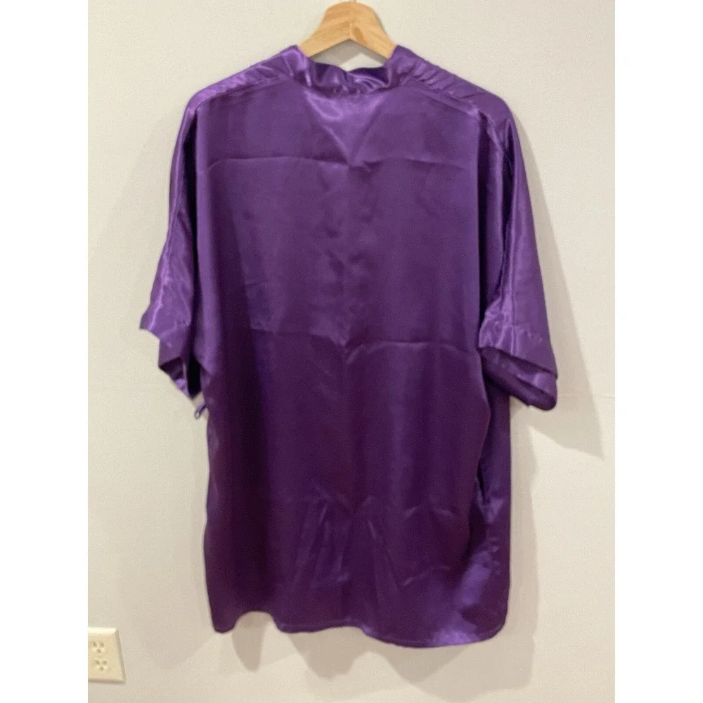 VTG Y2K Fredricks of Hollywood Satin Short Robe‎ Women's Small Purple Lingerie
